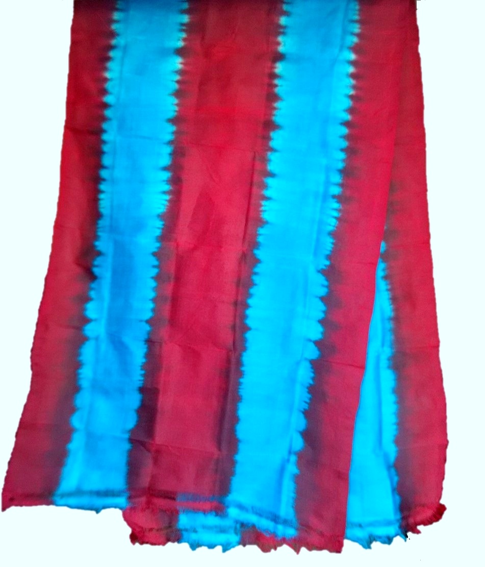 Striped Silk Maroon Blue Dupatta or Stole